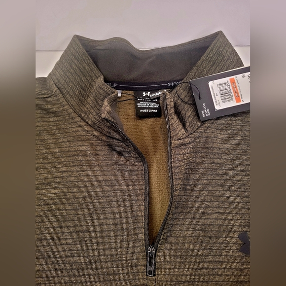 Under Armour Men's Dark Olive Quarter-Zip Shirt - Picture 4 of 8